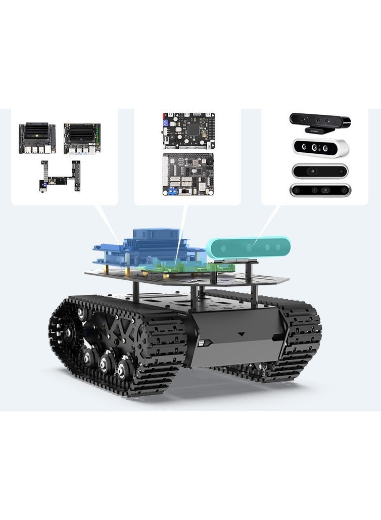 robotgcc Heavy-Duty Tracked Robot Car Chassis, Suspension Shock-Absorbing Metal Tank Base, Encoder Motors, STM32 Programming Robot Platform for Education, Research & Autonomous Projects - Image 2